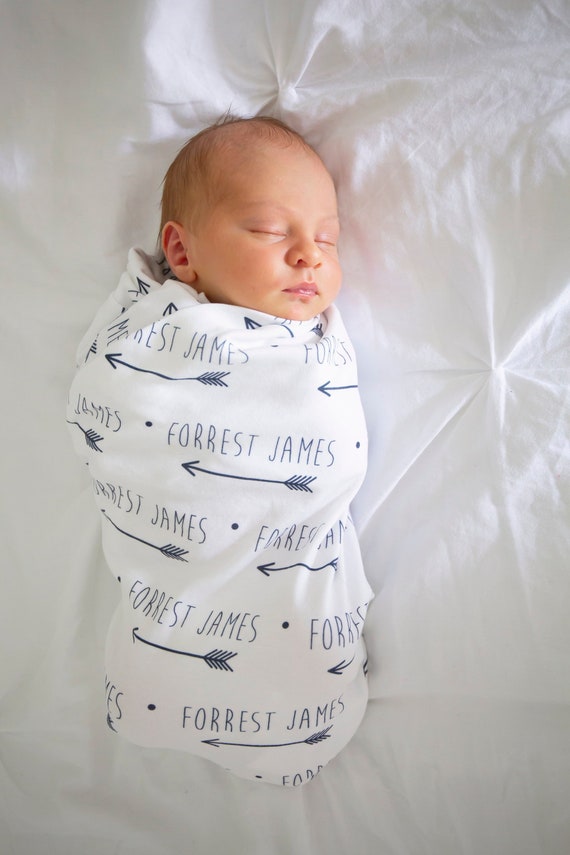Arrow Baby Name Blanket Newborn Swaddle Personalized Baby Blanket Boy or Girl Hospital Take home Blanket Baby Shower Gift