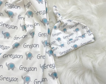 Personalized baby blanket, Name swaddle, baby elephant personalized name swaddle, newborn baby girl baby boy, baby shower gift