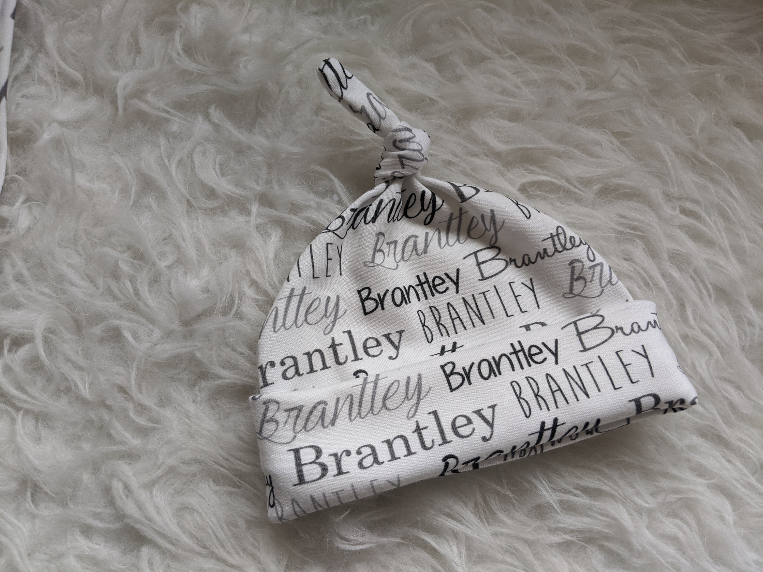 Personalized baby name knot hat and swaddle blanket set baby Etsy