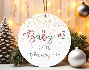 Pregnancy Christmas ornament baby 2 announcement, pregnancy announcement ornament, pregnancy announcement for baby, grandparent gift