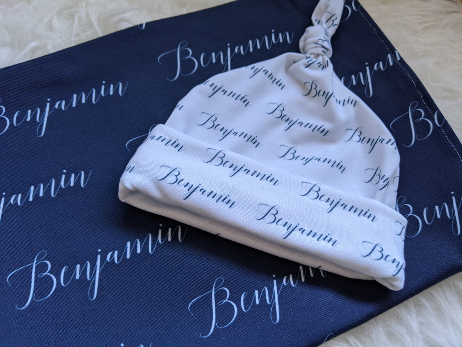 Personalized Navy Blue Swaddle Blanket // Baby Personalized Etsy