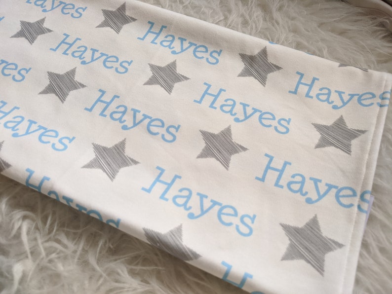 Personalized Swaddle Blanket and Hat Set // Gray Star Baby Etsy
