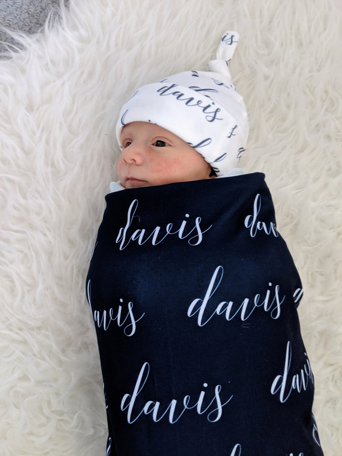 Personalized Navy Blue Swaddle Blanket // Baby Personalized Etsy