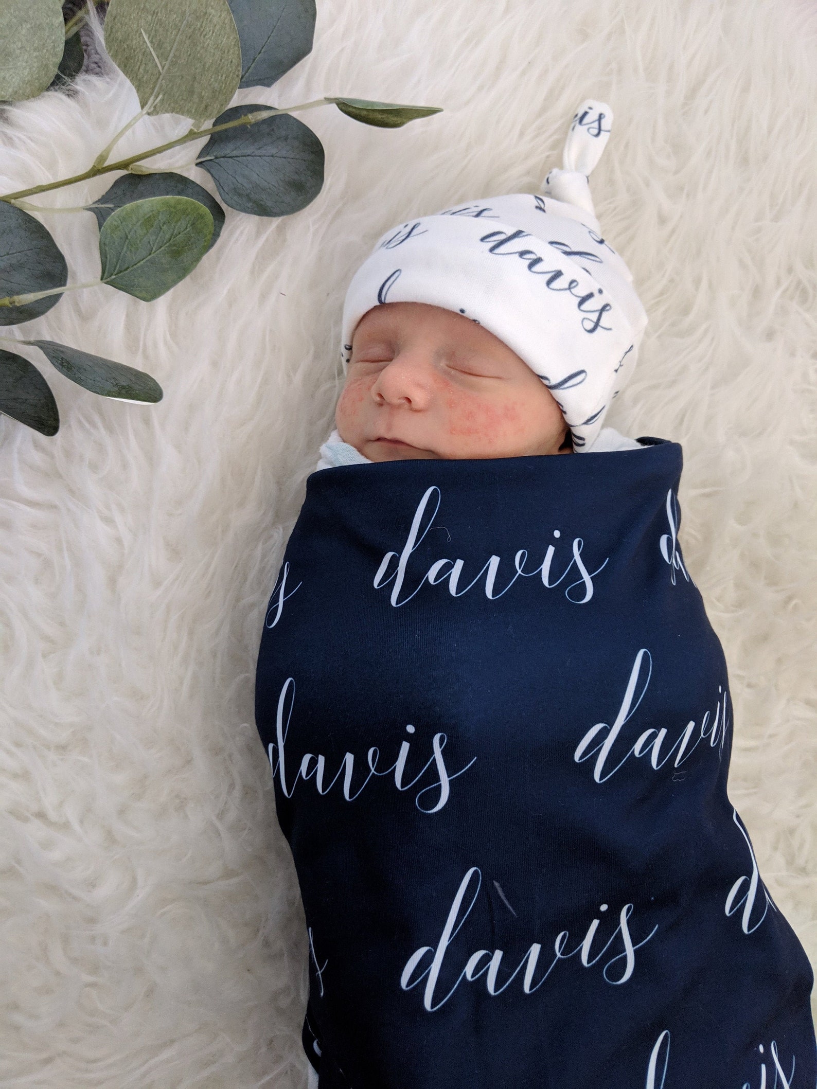 Personalized Navy Blue Swaddle Blanket // Baby Personalized Etsy
