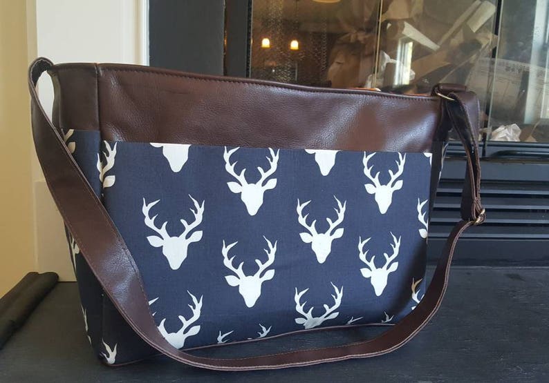 leather messenger bag laptop bag Deer diaper bag buffalo diaper bag genuine leather XL diaper bag READY to SHIP orange arrow