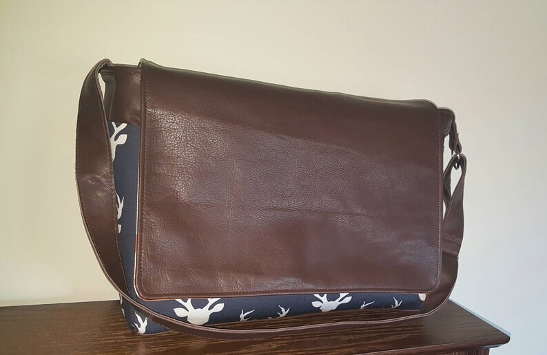 leather messenger bag laptop bag Deer diaper bag buffalo diaper bag genuine leather XL diaper bag READY to SHIP orange arrow
