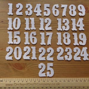 Christmas Advent Calendar Numbers, 3cm Iron on fabric, Vintage Font,Plain Colours. No sew image 1