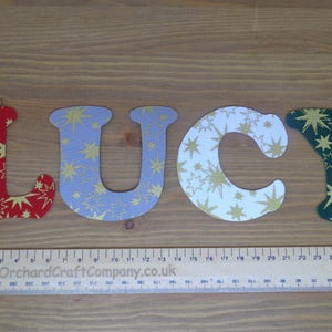 Iron On Fabric Applique Letters and Numbers 7.5 cm (3 Inch ) Christmas colours