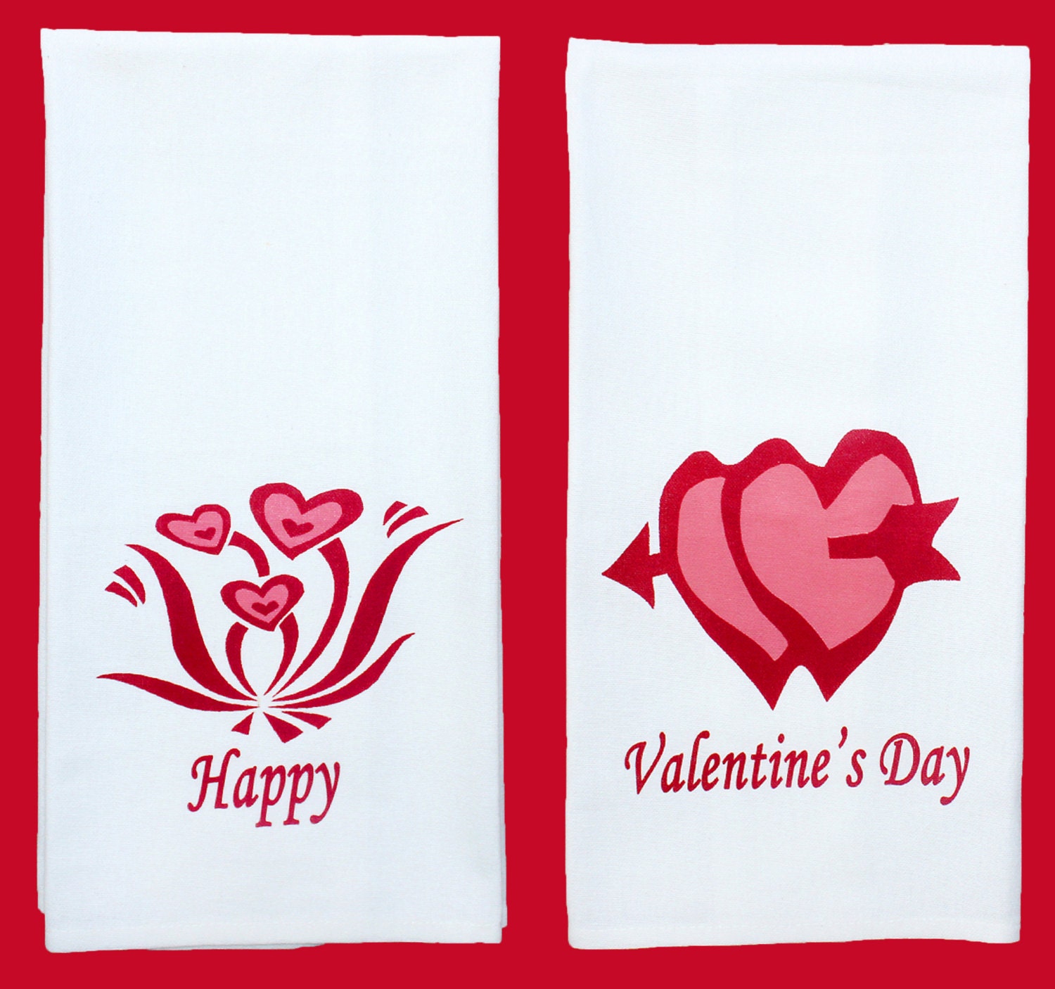 Custom Valentine's Day Kitchen Towel Set Unique | Etsy