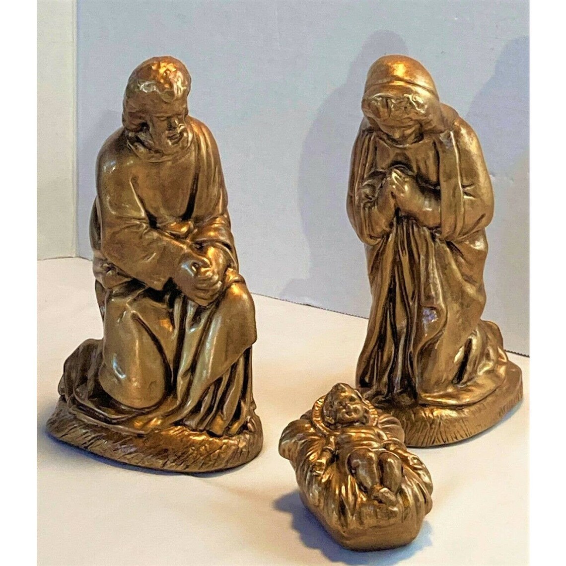 Large 13pc Gold Painted Ceramic NATIVITY SET Holy Family Etsy