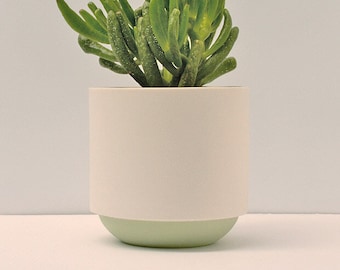 Planteur de bureau fait main - pot de 9cm, porcelaine verte et blanche. jardin intérieur en céramique d’herbe, tasse à café de tasse de thé | organisateur de bureau | travail à domicile