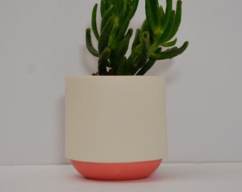 Handmade Cup or Plant Pot - yellow and pink porcelain ceramic indoor herb pot, tea cup coffee mug Pen Pot | home working