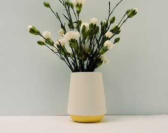 Handmade Vase / Jug - Yellow ceramic homeware wedding gift for her dried flowers pen pot minimal design