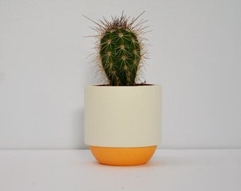 Handmade Plant Pot - small plant cactus and succulent pot - espresso cup contemporary ceramics porcelain orange and white cup gift for her