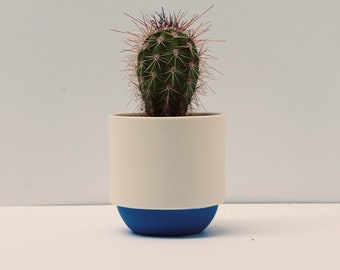 Handmade Plant pot - small cactus and succulent pot - contemporary ceramics porcelain blue & white sake cup gift for her
