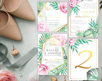 Tropical Floral Save the Date *DIGITAL file available