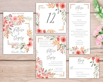 Peach Florals Wedding Suite/Collection *DIGITAL file available