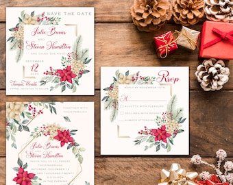 Christmas Poinsettia Wedding Invitation Collection *DIGITAL file available