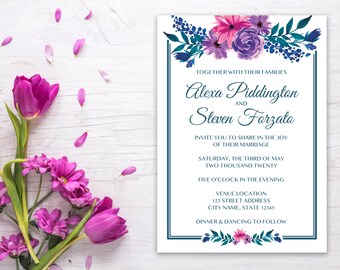 Rosa - Purple Flowers Invitación *Archivo DIGITAL disponible