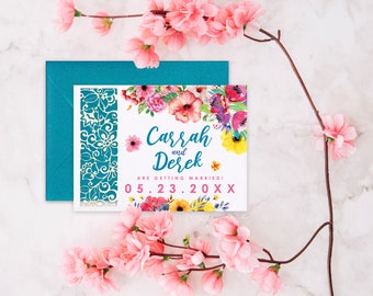 Laser Cut Floral Save the Date ENVELOPES INCLUDED! *Deposit