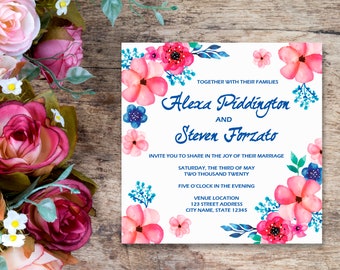 Acuarela Primavera Floral Invitación *Archivo DIGITAL disponible