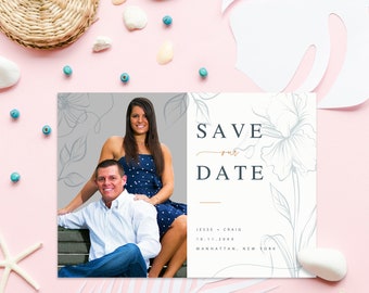 Simple Photo & Floral Save the Date *DIGITAL file available