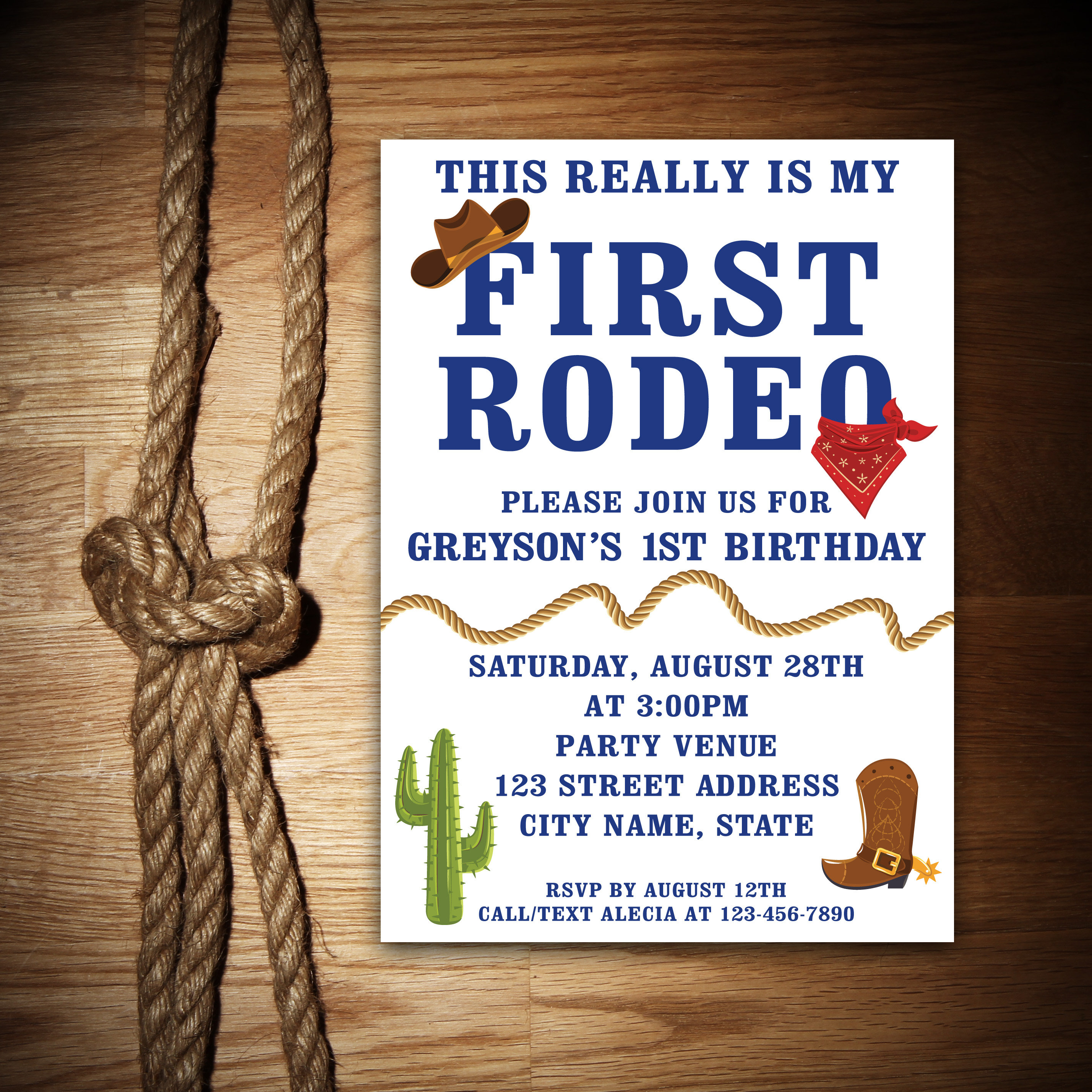 1st Rodeo Birthday Party Invitation Announcement DIGITAL file available