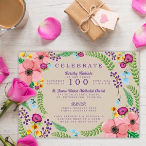 100th Birthday Party Invitation *DIGITAL file available