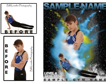 Edición de fotos de atletas deportivos - Polvo de color * ARCHIVO DIGITAL * Retrato personalizado de deportes de acción, póster de atleta personalizado, regalo de graduación