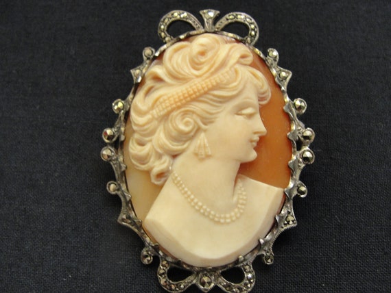 Antique 1940s Victorian Cameo Silver - image 1