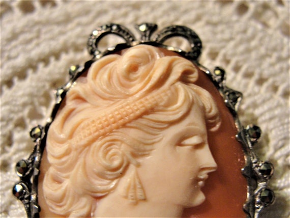 Antique 1940s Victorian Cameo Silver - image 2