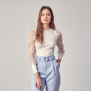 Organza outlet sleeve cardigan