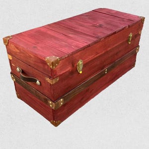 Steamer Trunk in Barn Red Finish  Handcrafted and one of a kind.