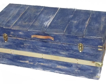 Steamer Trunk in Blue Reclaimed Wood