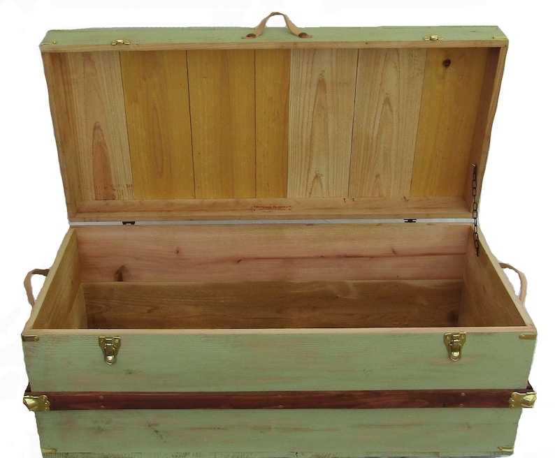 Rustic Hope Chest Coffee Table Steamer Trunk in Sage Green Etsy
