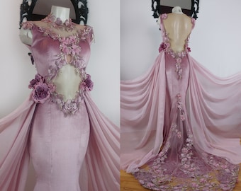 Spring goddess gown Persephone wedding dress bridal fantasy costume handfasting fairytale fairycore cottagecore princesscore spring court