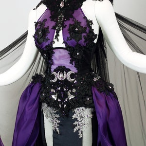 Nightmare Moon fantasy couture corset dress gothic wedding black purple silver fairytale goddess costume cosplay