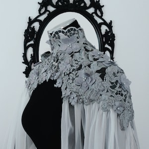 Fairytale wedding Romantic bride Fantasy Elven Cape Fantasy antique wedding Fairy bridal romantic vintage boho  3d lace bohemian handfasting