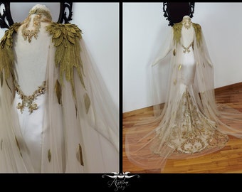 Custom fantasy wedding gown bridal dress corset medieval dress fairytale gothic wicca pagan fairygoth alternative handfasting costume