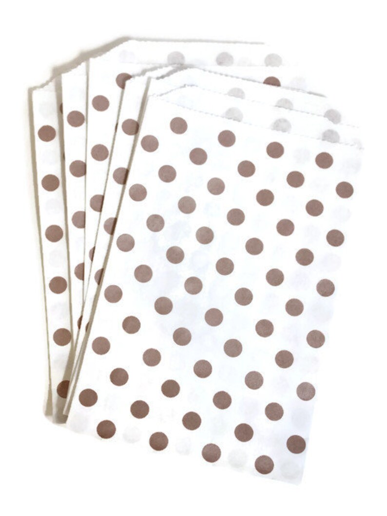 Horizontal /& Polka Dot Diagonal Chevron Metallic ROSE GOLD Patterned Medium Food Safe Flat Paper Craft Bags Casablanca