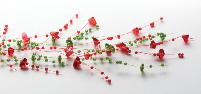 Beaded Acrylic Garland Spray Holiday Red Green