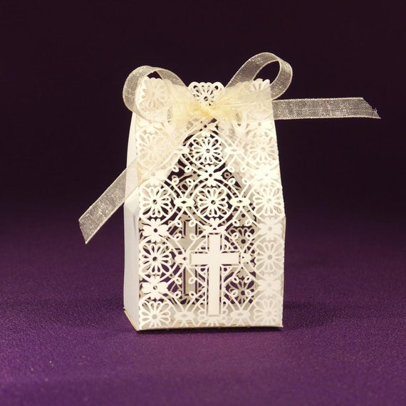 20 Cherish Cross Laser Cut Favor Box by Paper Orchid Etsy