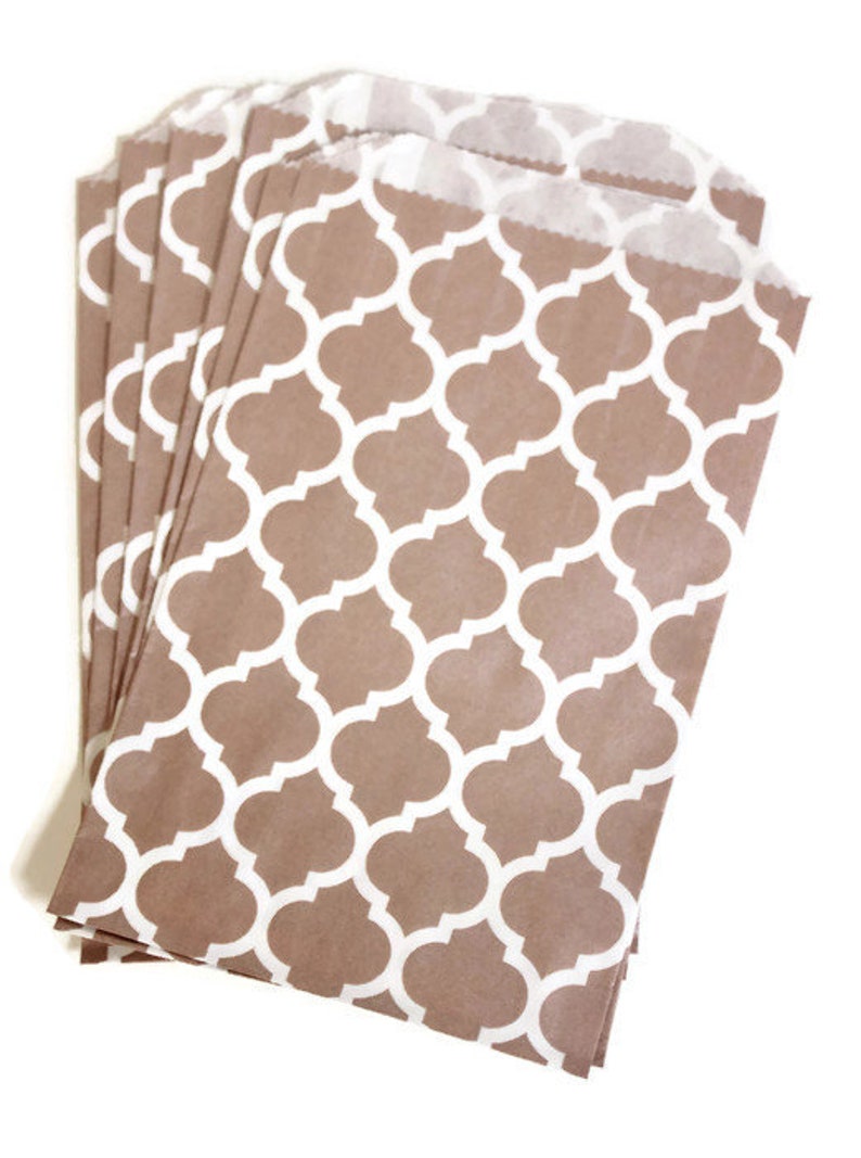 Horizontal /& Polka Dot Diagonal Chevron Metallic ROSE GOLD Patterned Medium Food Safe Flat Paper Craft Bags Casablanca
