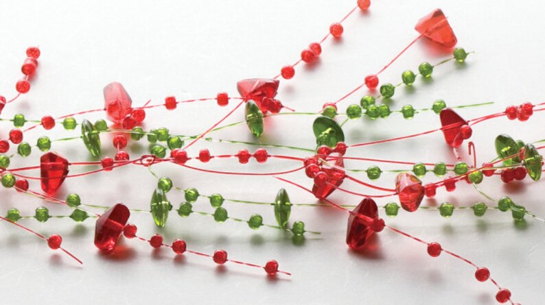 Beaded Acrylic Garland Spray Holiday Red Green