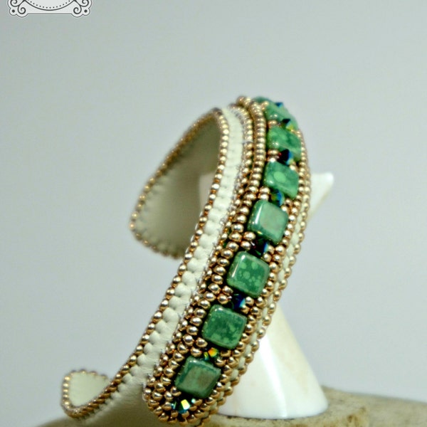 Leather Beaded Cuff Bracelet ~ Boho Accessory ~ Women's Summer Fashion Jewelry