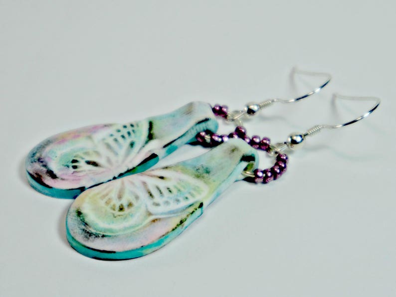 Pastel Butterfly Earrings Handmade Artisan Polymer Clay Etsy