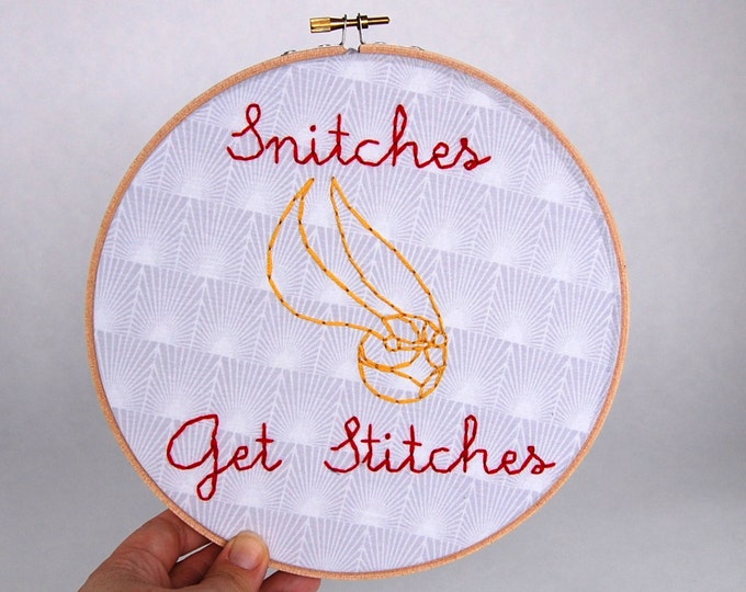 Harry Potter Embroidery Hoop Art Snitches Get Stitches Etsy
