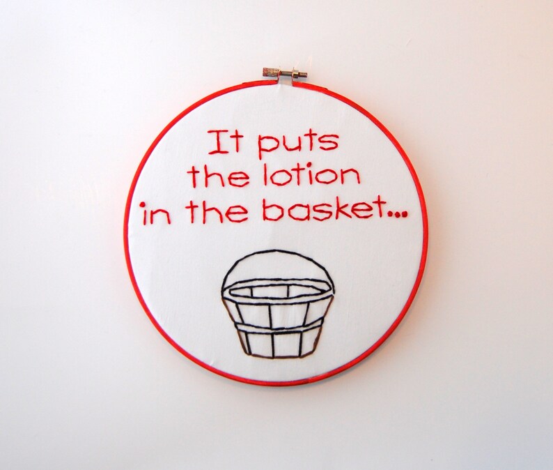 Bathroom Humor Hoop Art It Puts the Lotion in the Basket - Etsy