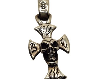 BWL Bill Wall Leather Skull Cross MALIBU Heavy Pendant .925 32