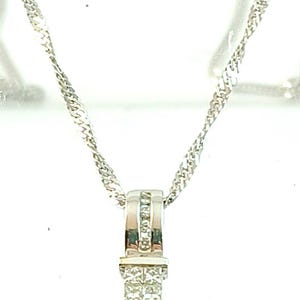 Gorgeous .50CT Diamond & 14k White Gold Pendant w/ Chain